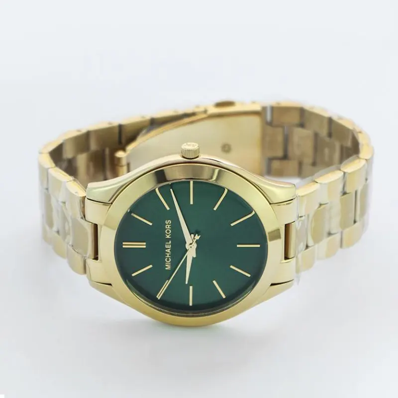 Michael Kors Slim Runway Green Dial Ladies Watch- MK3435